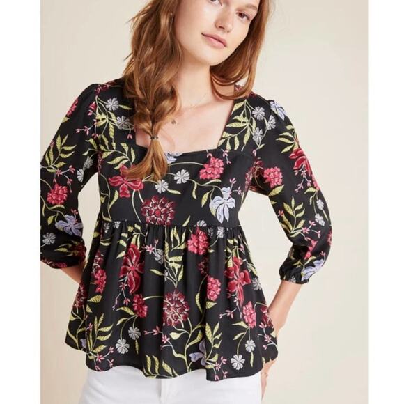 Anthropologie Dolan Cherie floral babydoll top small petite - Picture 1 of 8